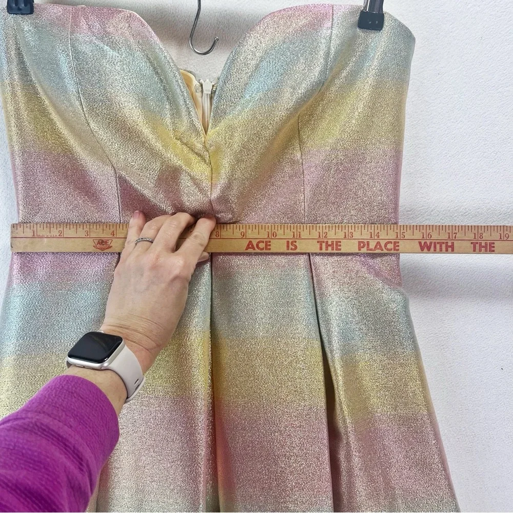 Betsey Johnson Metallic Gown Size 8 Rainbow Sweetheart-Neck Strapless Prom Dress - Picture 15 of 15